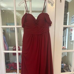 Azazie Millie Strapless Dress pomegranate A10